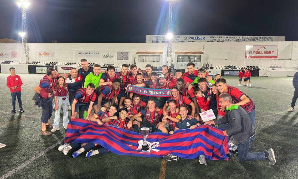 CE Ferreries celebrate winning the 2025 Menorca Regional Cup